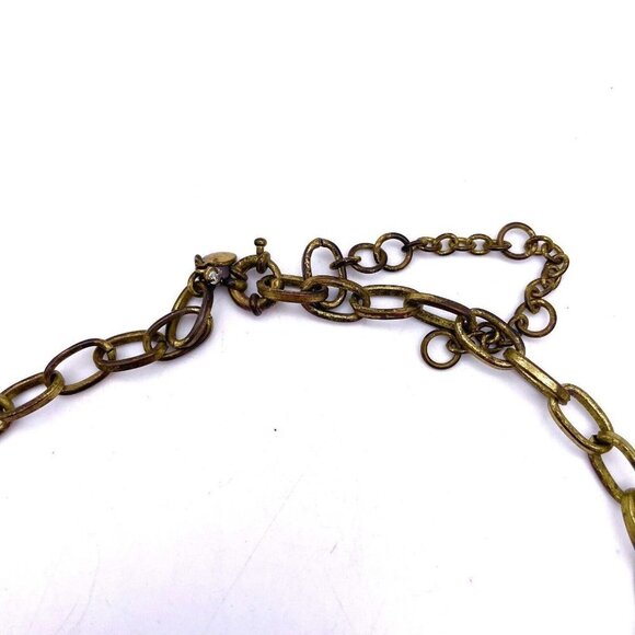 J.crew Necklace Gold Tone Triangles Statement Spring Ring Closure Adjustable - Picture 3 of 3